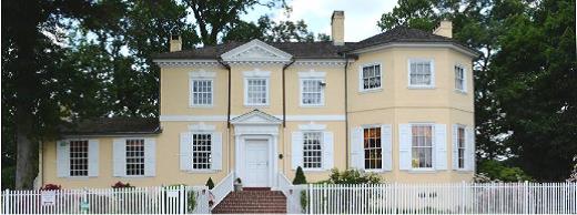 The facade of historic Laurel Hill Mansion